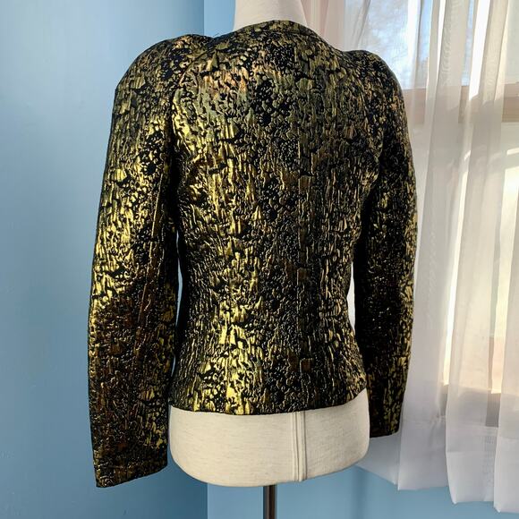 ASOS Gold Jacquard Jacket Size 4 - Picture 3 of 8